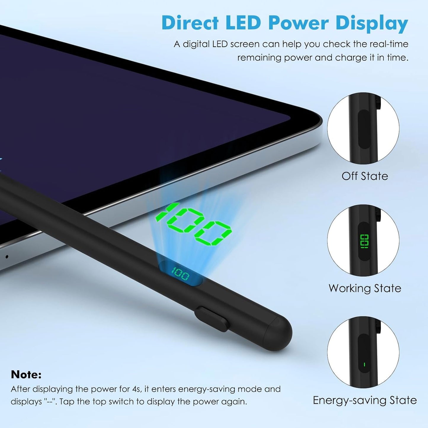 Active Digital Display Stylus, Palm Rejection Rechargeable Capacitive Touch Pen - NWV61 2098-2