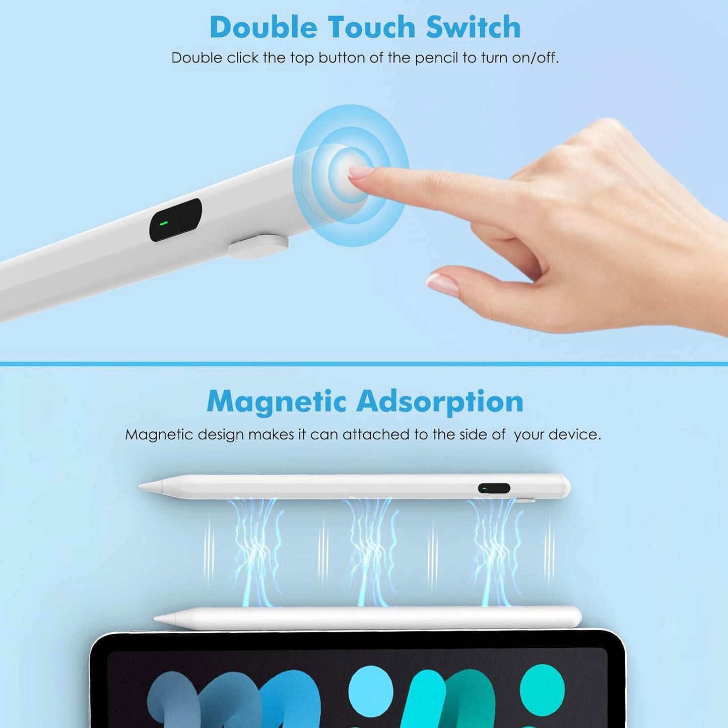 Active Digital Display Stylus, Palm Rejection Rechargeable Capacitive Touch Pen - NWV62 2099-4