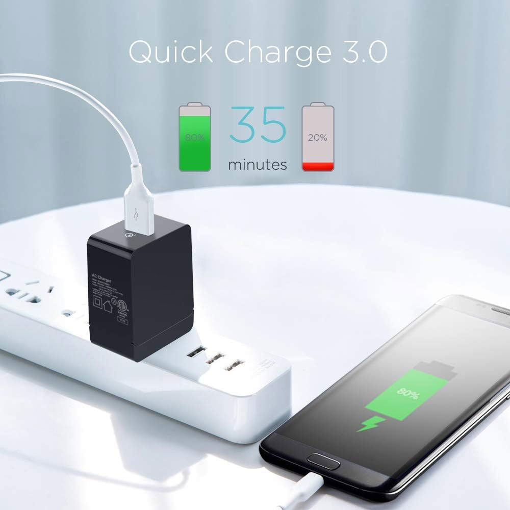 18W Fast Home Charger, QC3 Long Wire Wall AC Adapter Power Cord 6ft Long USB-C Cable - NWF92 2056-2