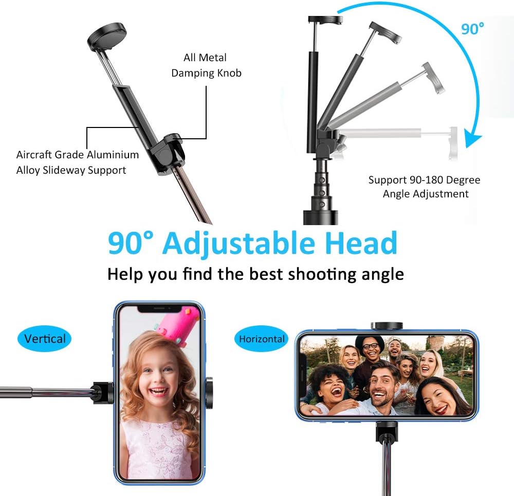 Selfie Stick , Extendable Self-Portrait Remote Shutter Lightweight Aluminum Wireless - NWG36 2033-6