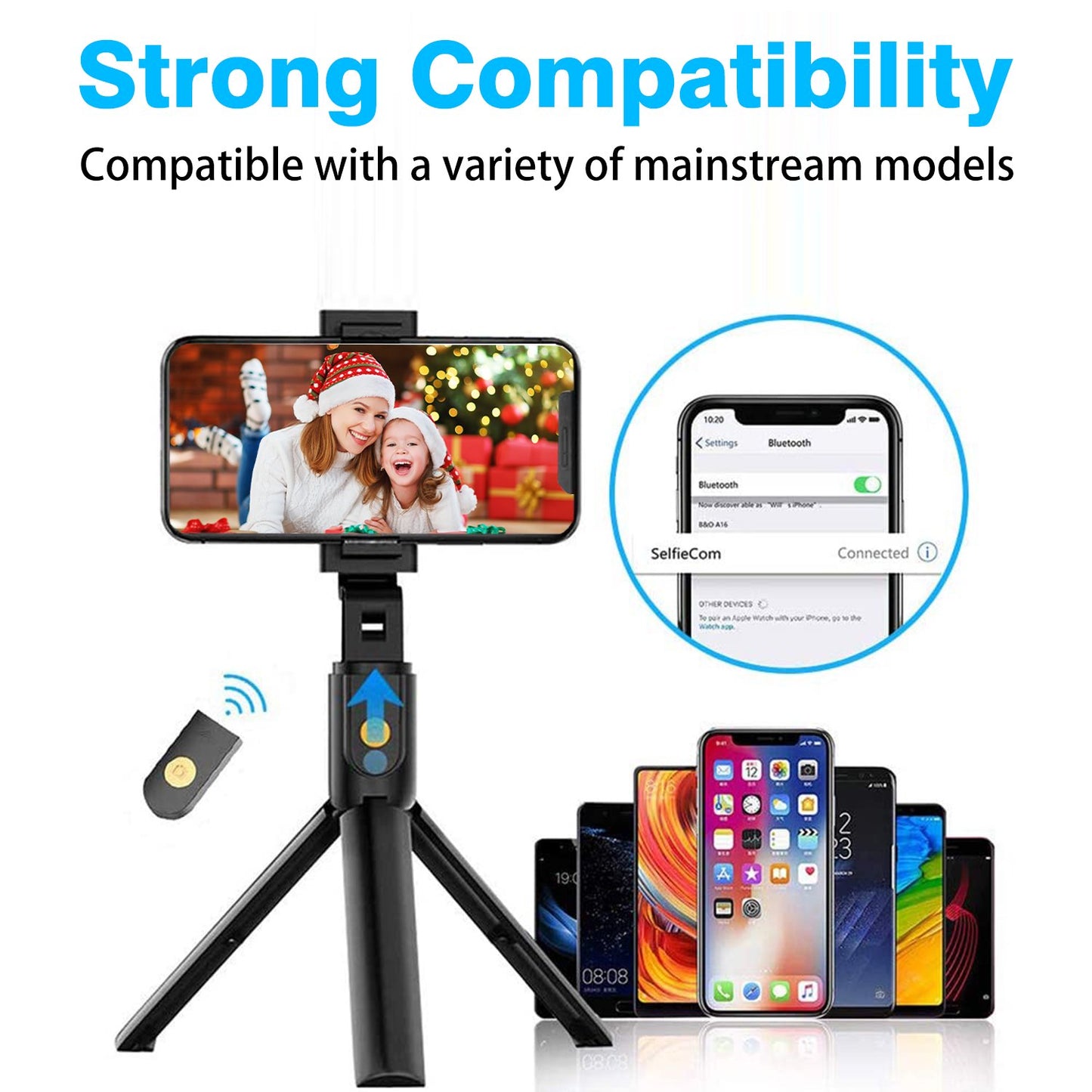 Selfie Stick , Self-Portrait Stand Remote Shutter Built-in Tripod Wireless - NWG32 1989-5