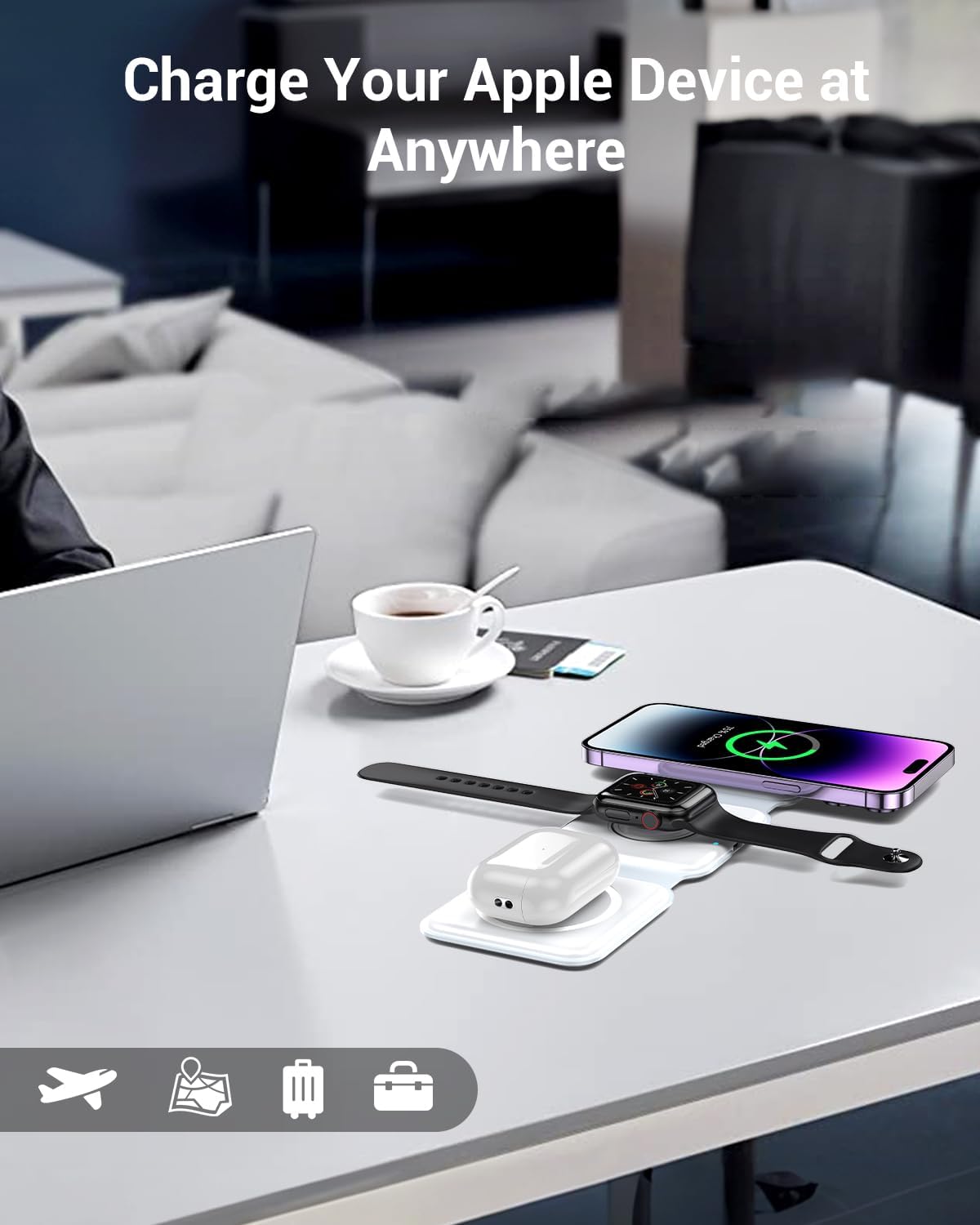 15W Magnetic Wireless Charger , USB-C Quick Charge Slim Foldable Charging Pad Fast Charge - NWR05 2015-5