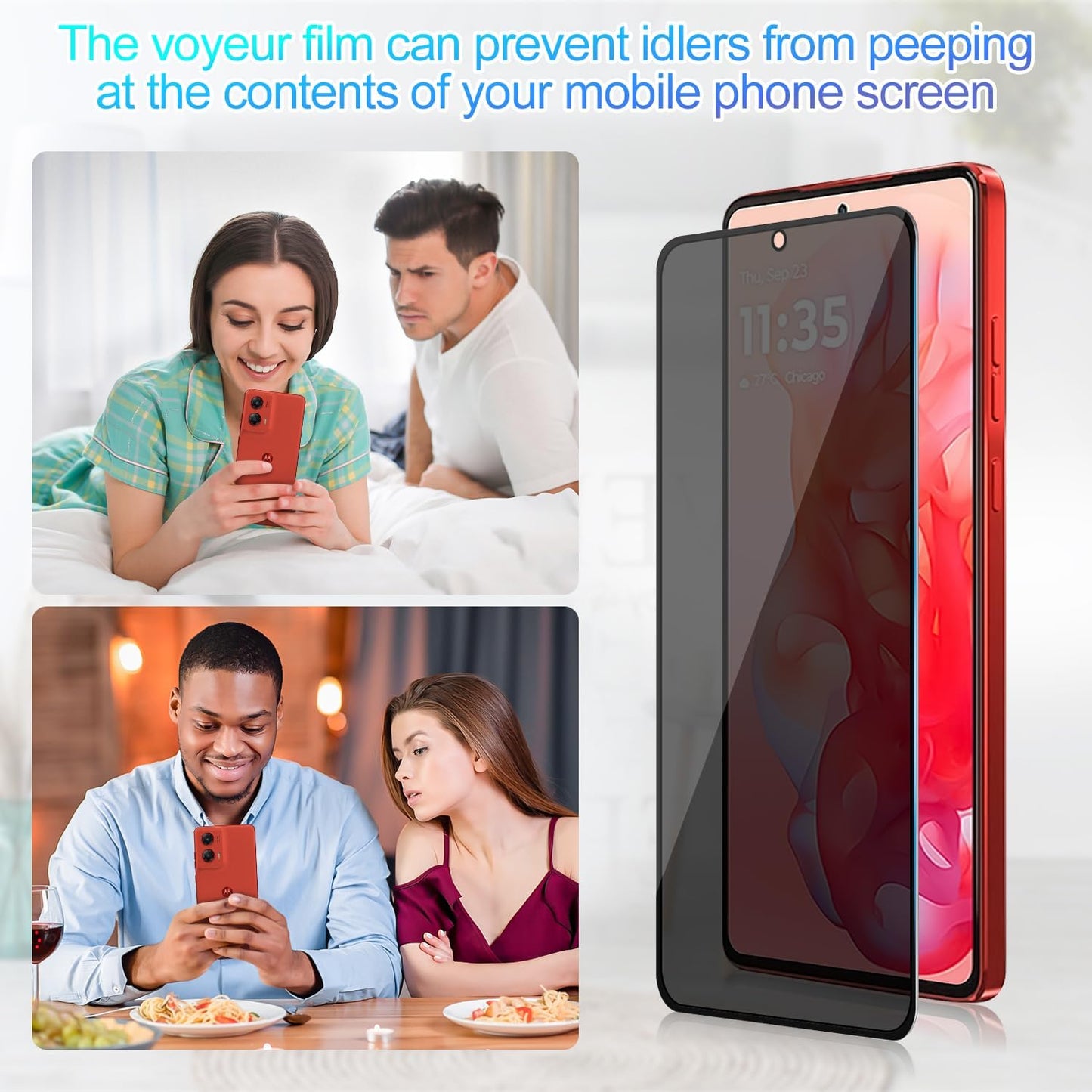 2 Pack Privacy Screen Protector, 3D Edge Anti-Peep 9H Hardness Anti-Spy Tempered Glass - NW2V78 2117-2