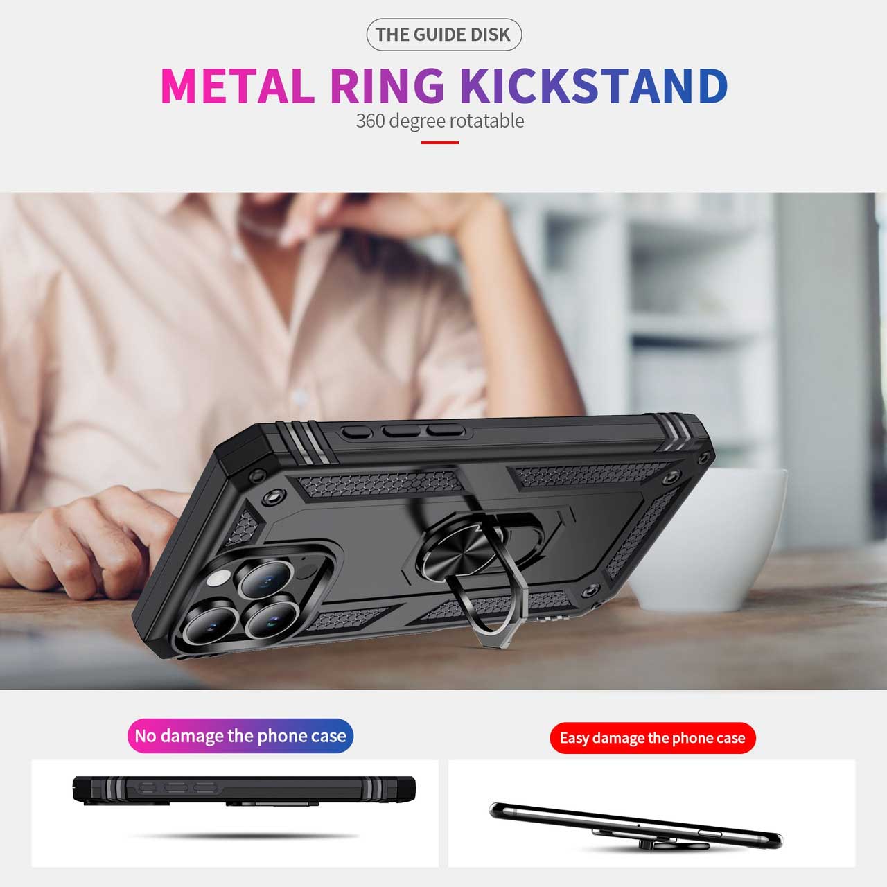 Case Belt Clip,  Armor Kickstand Cover Swivel Metal Ring Holster  - NWC09 2204-7