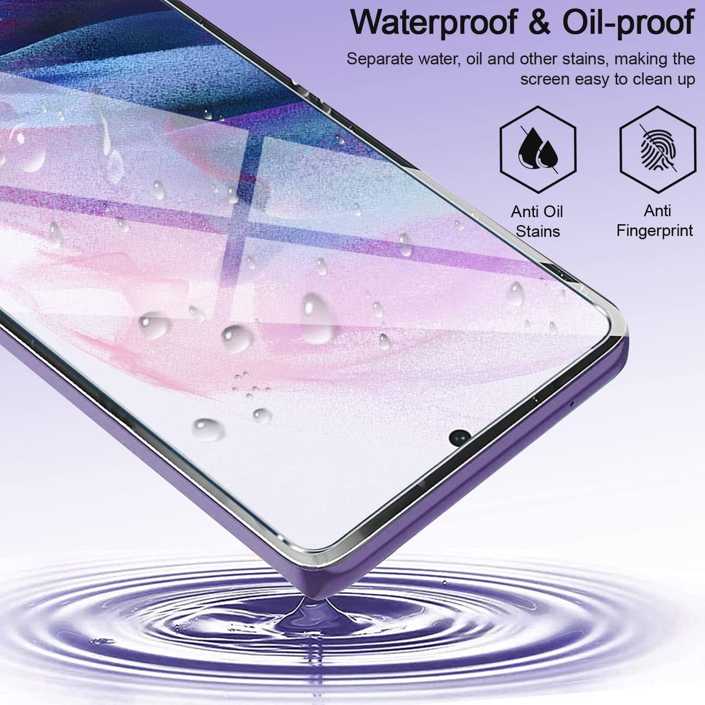 2 Pack Screen Protector, Case Friendly (Fingerprint Unlock) Full Cover HD Clear Tempered Glass - NW2XF97 2044-5