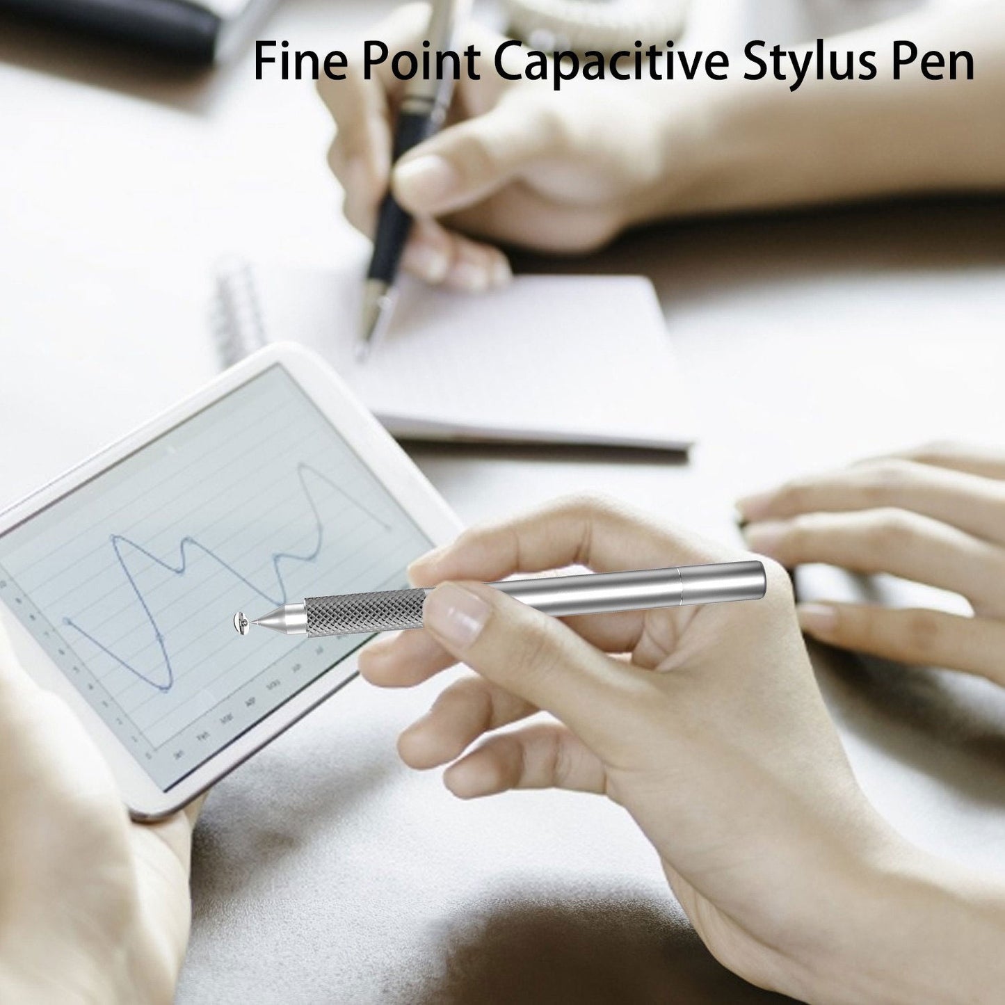 Stylus, Silver Color Lightweight Aluminum Fiber Tip Touch Screen Pen - NWT01 2194-3