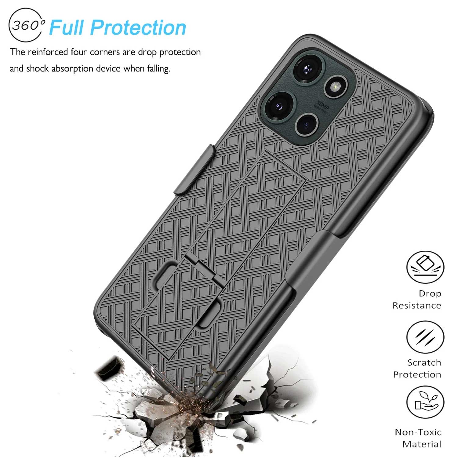 Case with Belt Clip,  Drop-Proof Armor w Kickstand Cover Swivel Holster Combo  - NWD10 2215-7