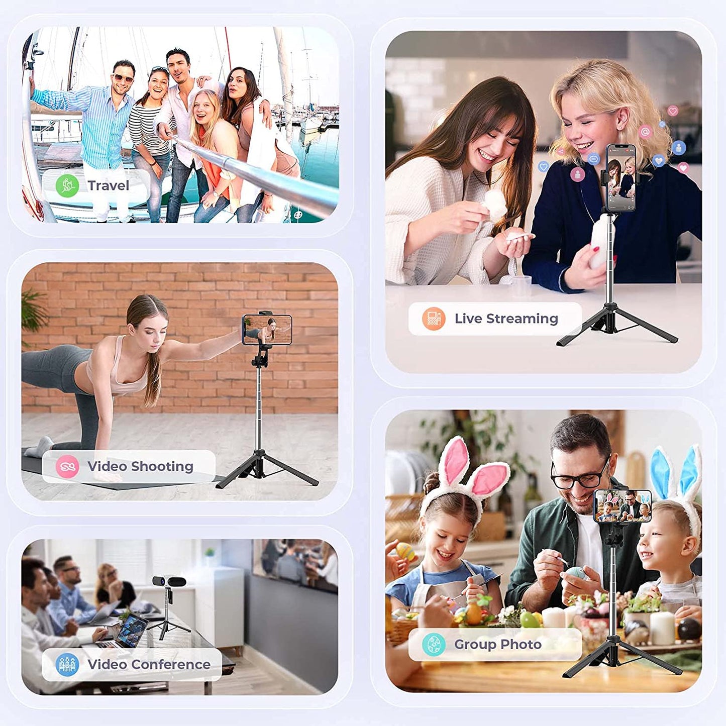 Selfie Stick , Self-Portrait Stand Remote Shutter Built-in Tripod Wireless - NWG32 1989-7