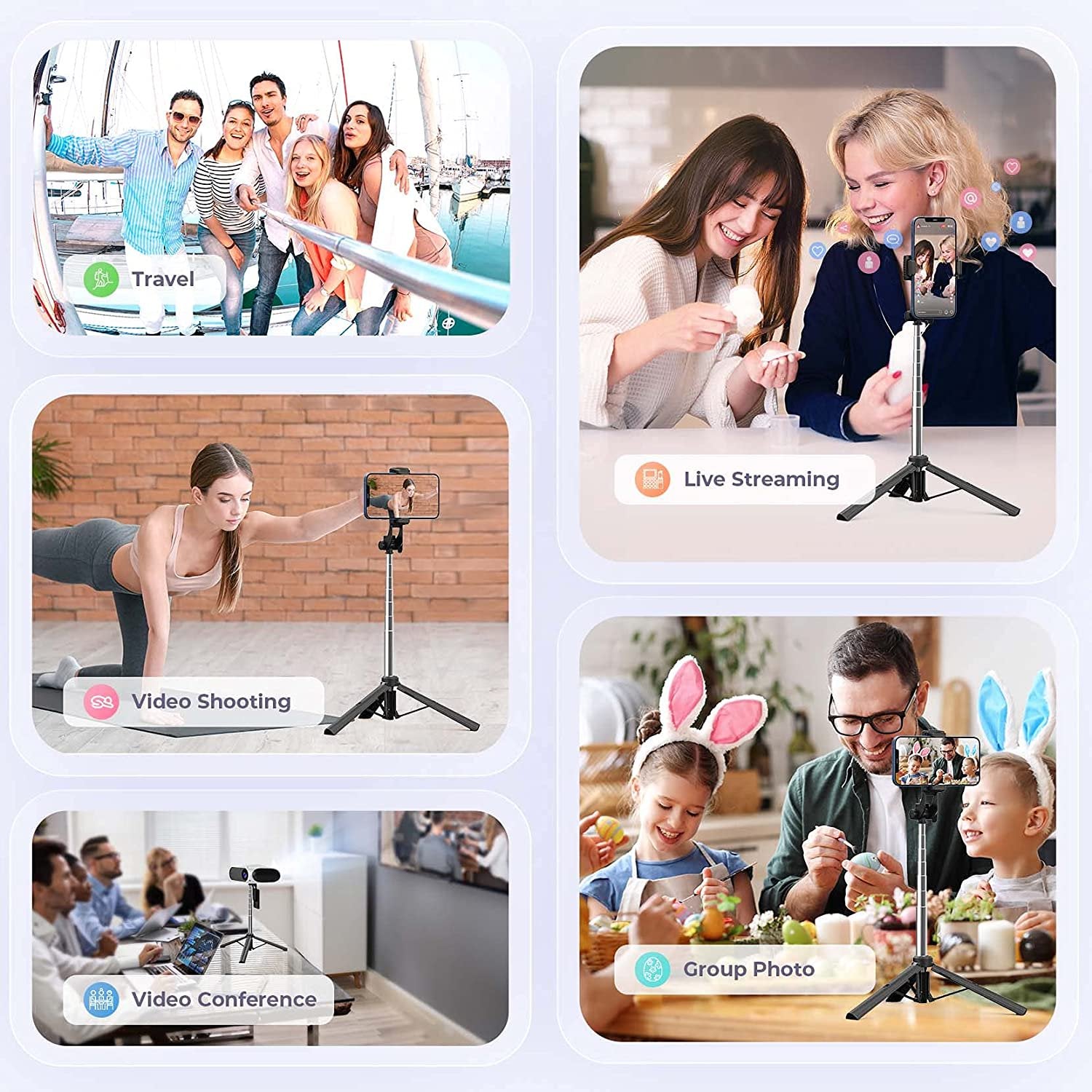 Selfie Stick ,   Self-Portrait  Stand  Remote Shutter   Built-in Tripod  Wireless  - NWG32 1989-7