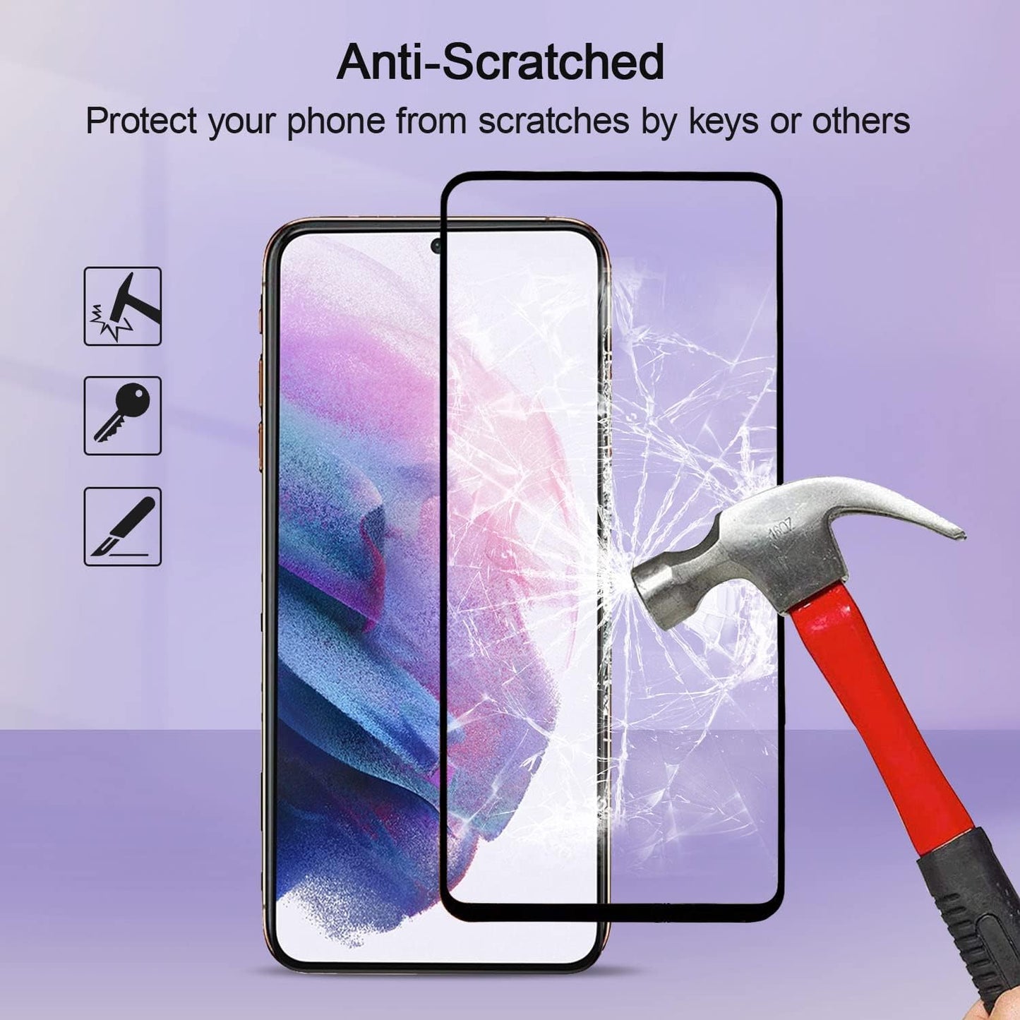 2 Pack Screen Protector, Case Friendly (Fingerprint Unlock) Full Cover HD Clear Tempered Glass - NW2XF97 2044-4