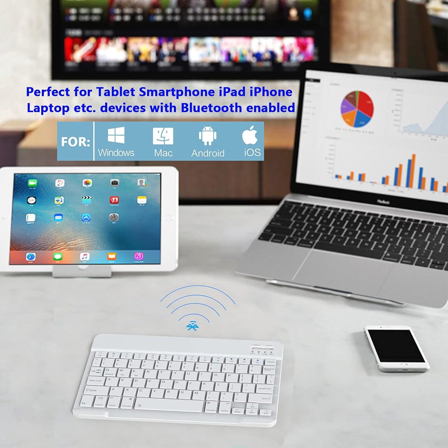Wireless Keyboard , Compact Portable Rechargeable Ultra Slim - NWS79 2053-4