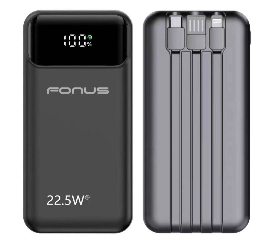 10000mAh Power Bank , LED Display Built-in Cable Portable Charger Backup Battery 22.5W PD Fast Charge - NWG38 2037-5