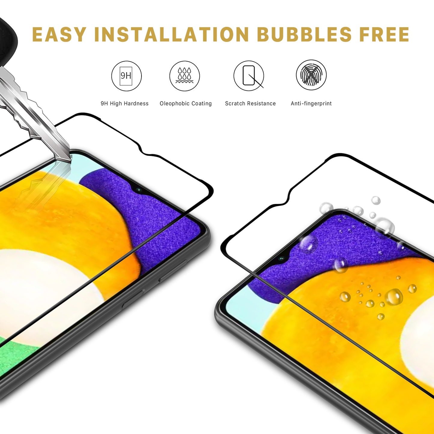 2 Pack Screen Protector, 9H Hardness (Fingerprint Unlock) Full Cover HD Clear Tempered Glass - NW2XF14 2046-5