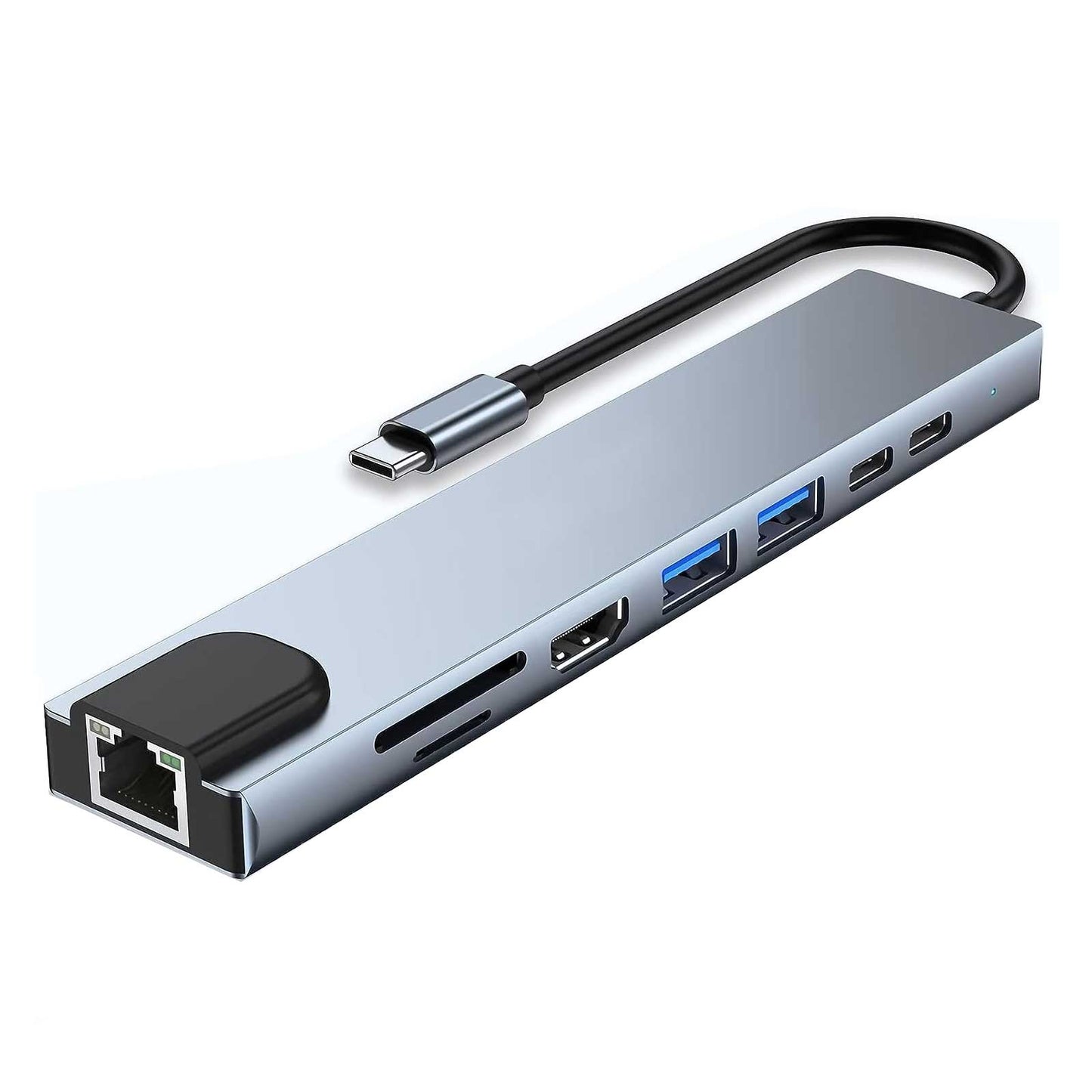 HDMI TV Adapter, Audio Video Card Reader TYPE-C PD Charger RJ45 Ethernet Port 8-in-1 USB-C Hub - NWZ87 2211-1