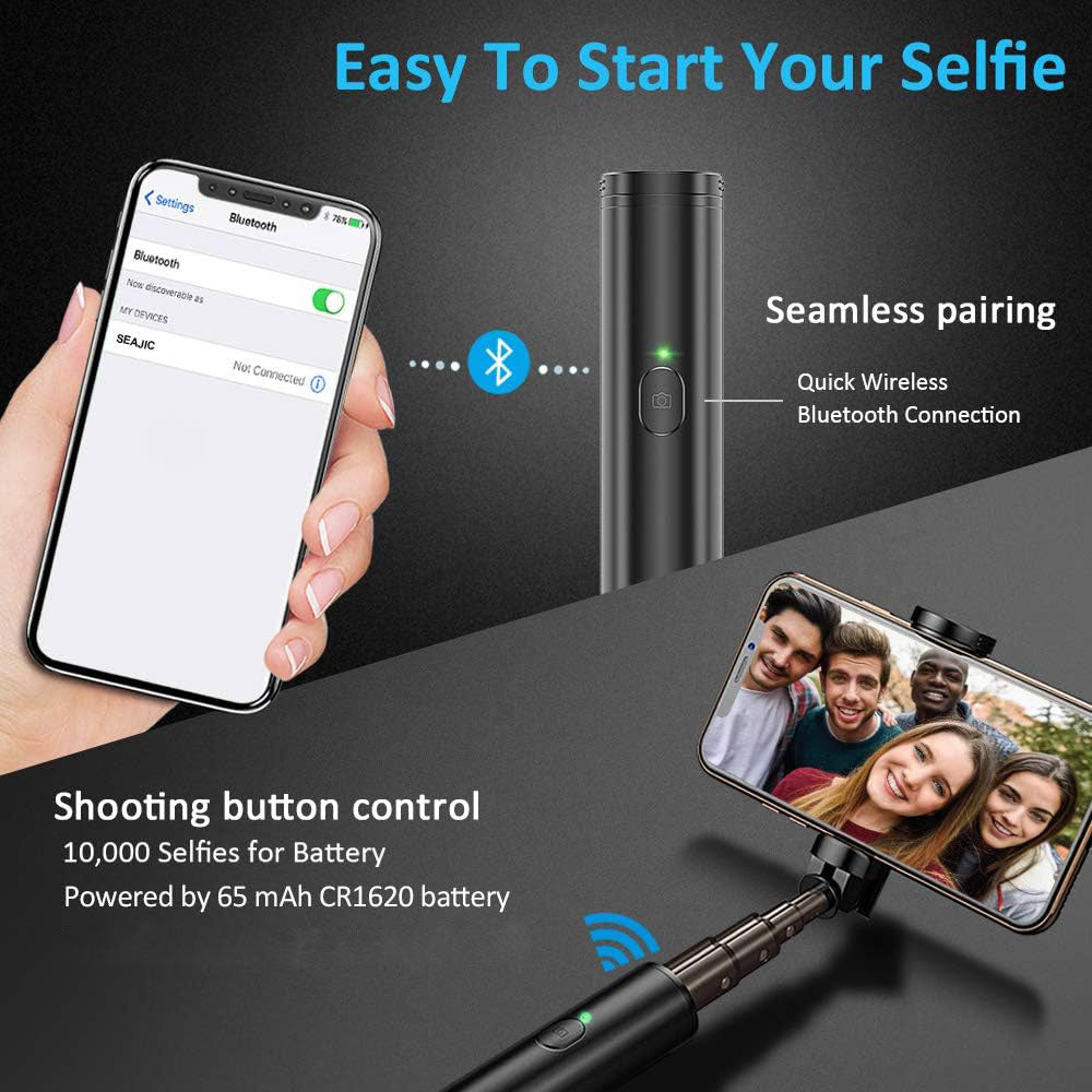 Selfie Stick , Extendable Self-Portrait Remote Shutter Lightweight Aluminum Wireless - NWG36 2033-4