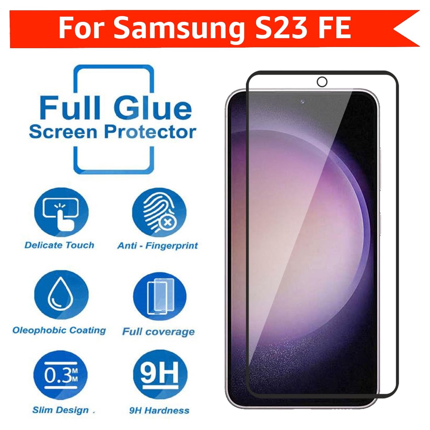 2 Pack Screen Protector, Case Friendly (Fingerprint Unlock) Full Cover HD Clear Tempered Glass - NW2XF97 2044-2