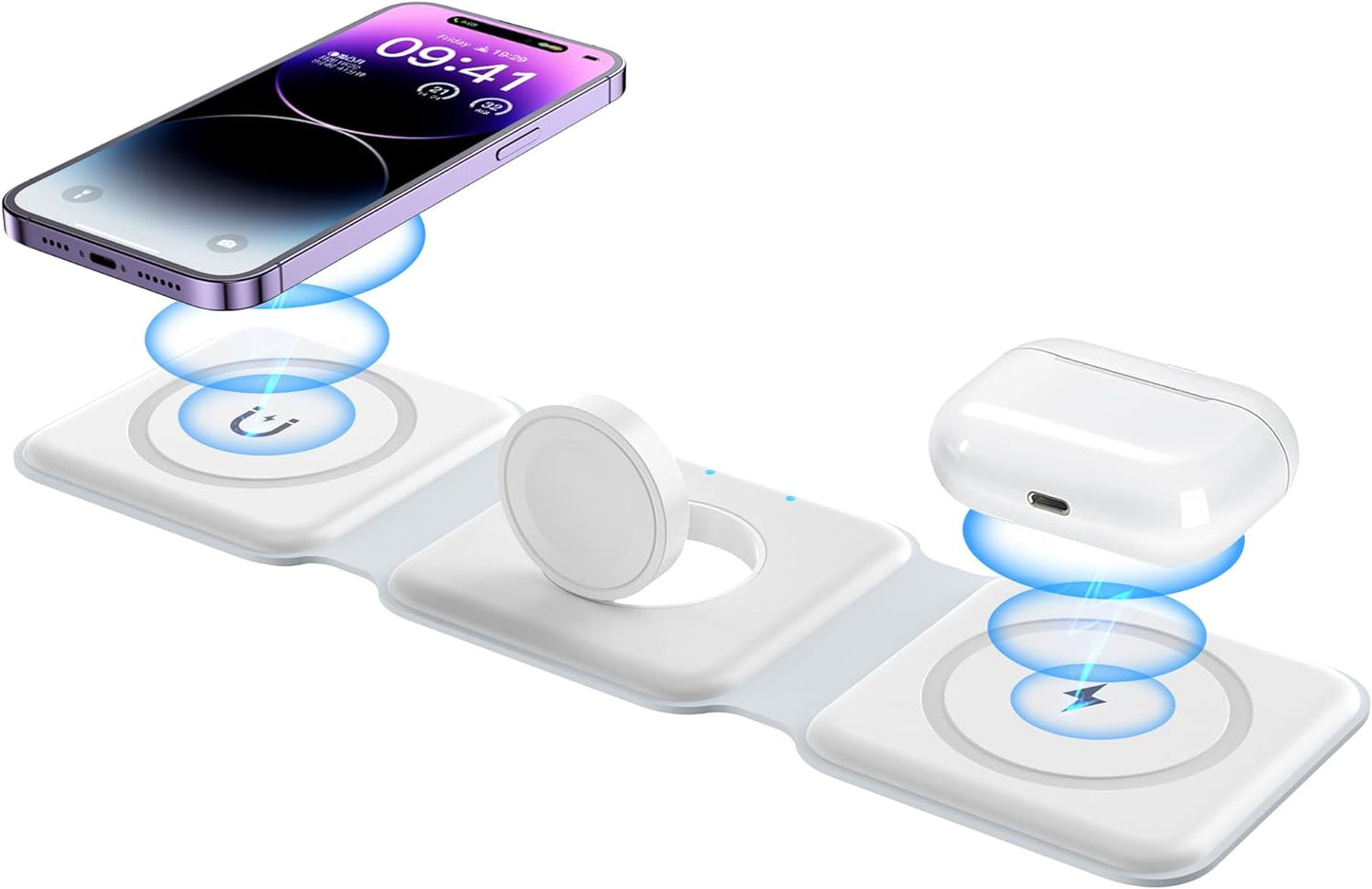 15W Magnetic Wireless Charger , USB-C Quick Charge Slim Foldable Charging Pad Fast Charge - NWR05 2015-2