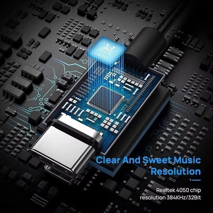 USB-C Earphone Adapter, Mic Support Adaptor 3.5mm Female to USB-C Male Port Converter Headphone Audio Jack - NWS92 2193-6