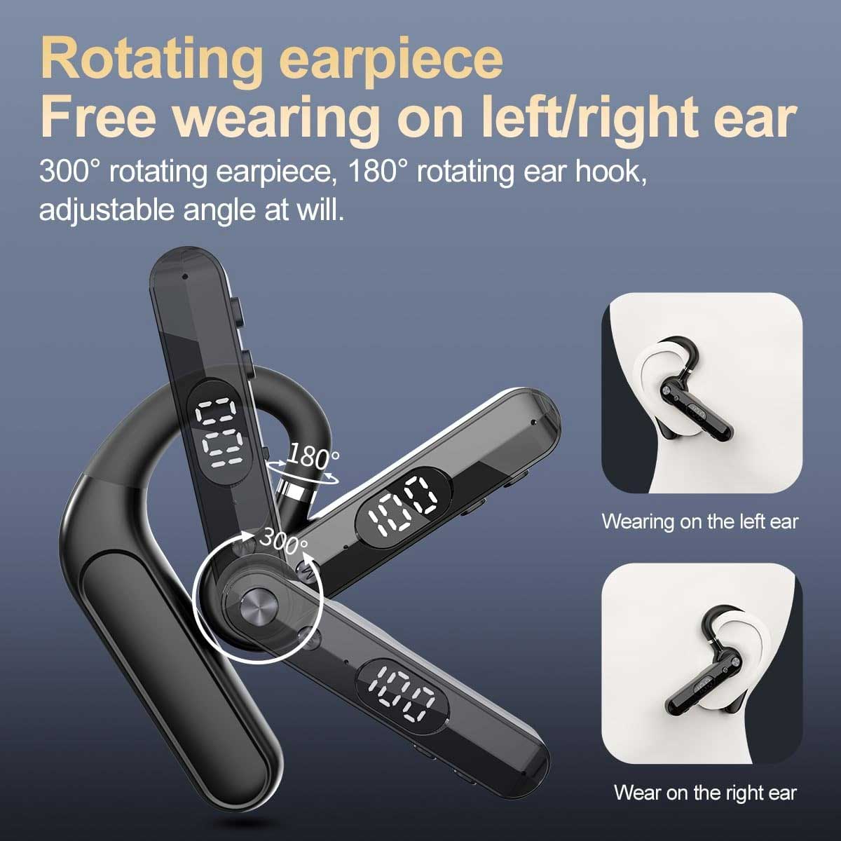 Wireless Earphone, Single Handsfree Open-Ear Headphone Boom Mic Ear-hook - NWF01 2250-2