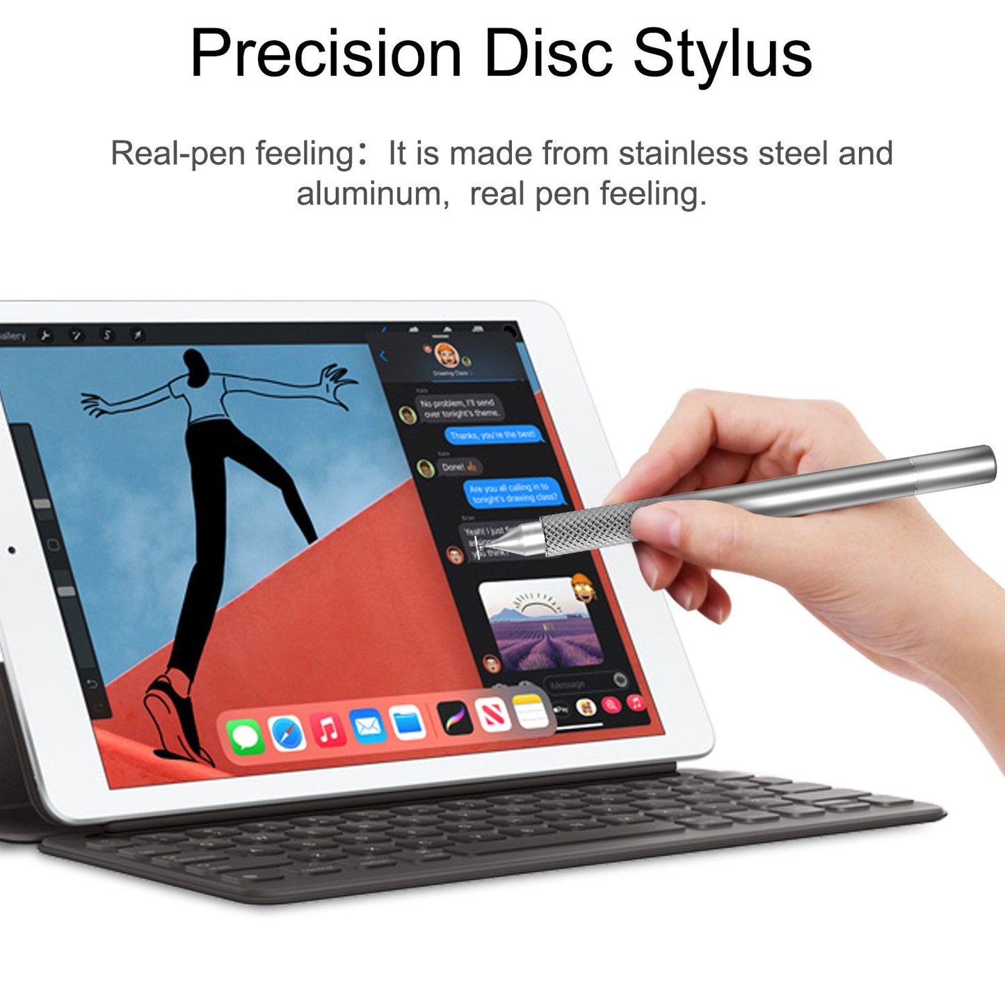 Stylus, Silver Color Lightweight Aluminum Fiber Tip Touch Screen Pen - NWT01 2194-4