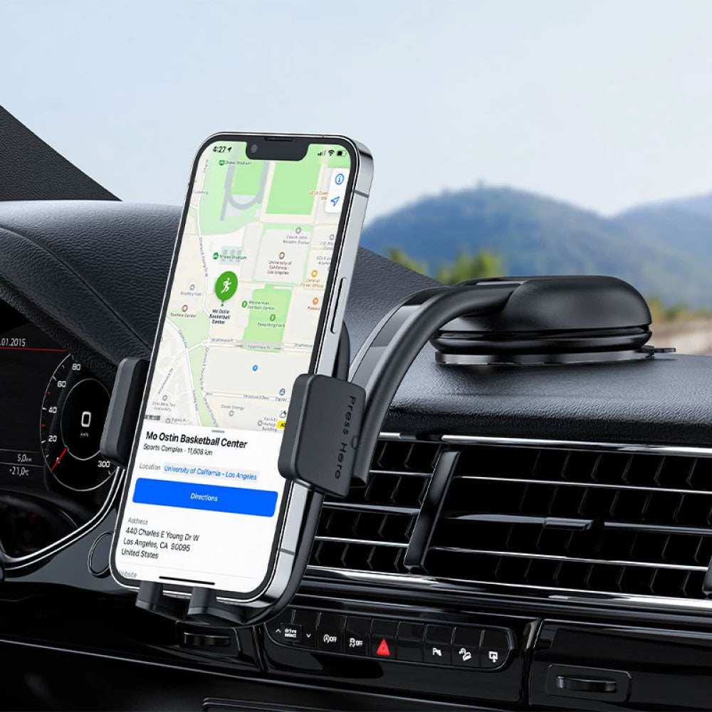 Car Mount, Dock Swivel Bendable Adjustable Aluminum Arm Cradle Dash Phone Holder - NWY49 2188-3