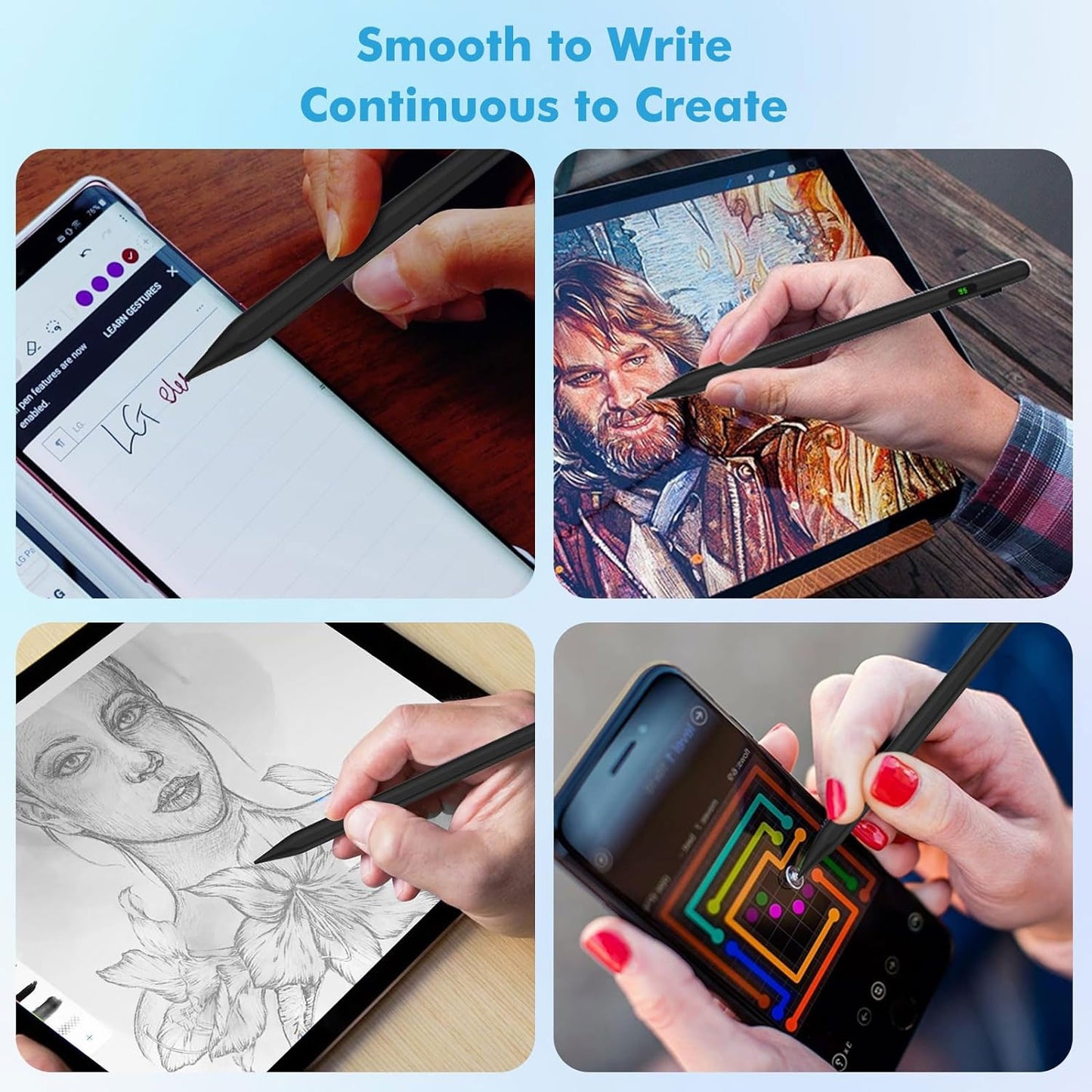 Active Digital Display Stylus, Palm Rejection Rechargeable Capacitive Touch Pen - NWV61 2098-6