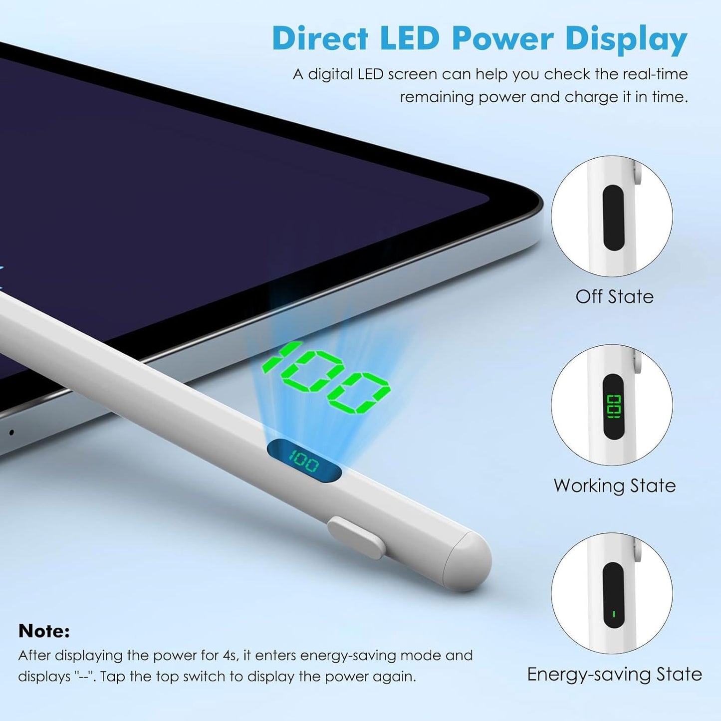 Active Digital Display Stylus, Palm Rejection Rechargeable Capacitive Touch Pen - NWV62 2099-2