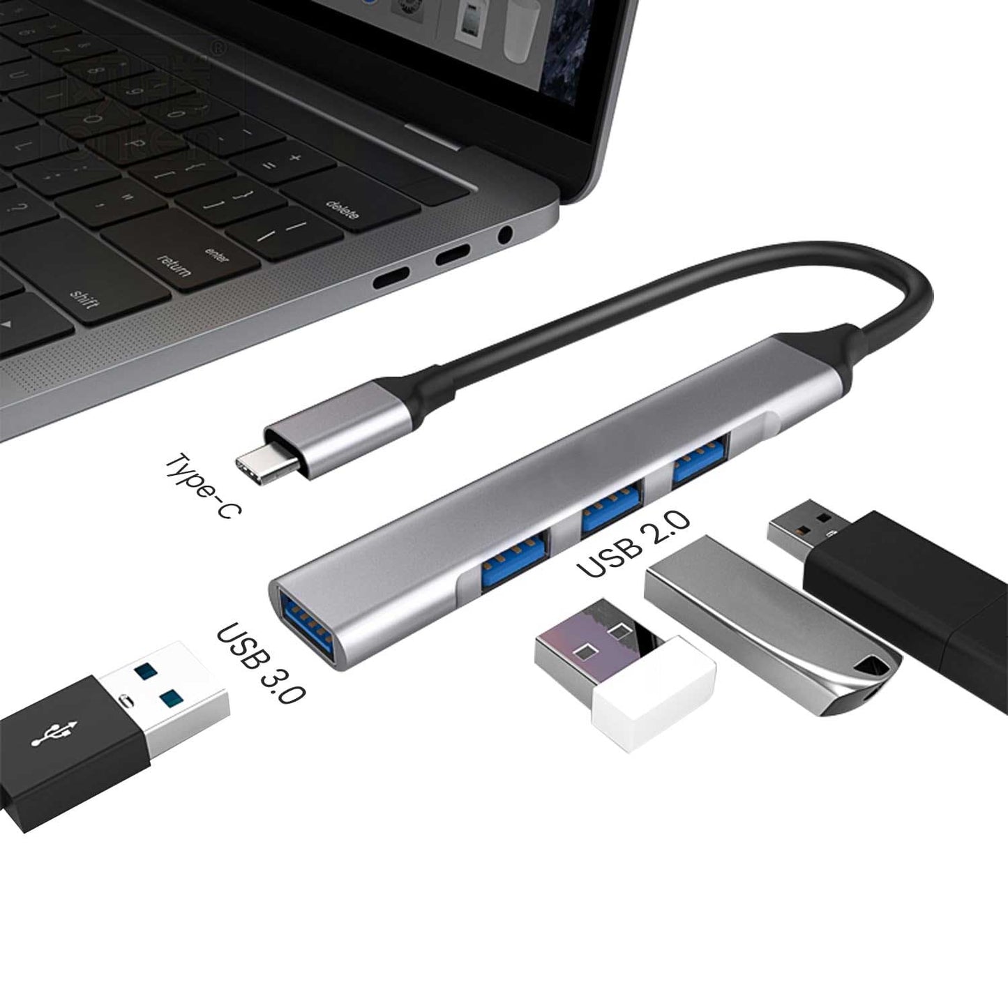 USB-C Adapter, USB Splitter 4-in-1 Hub USB-A - NWZ85 2198-2