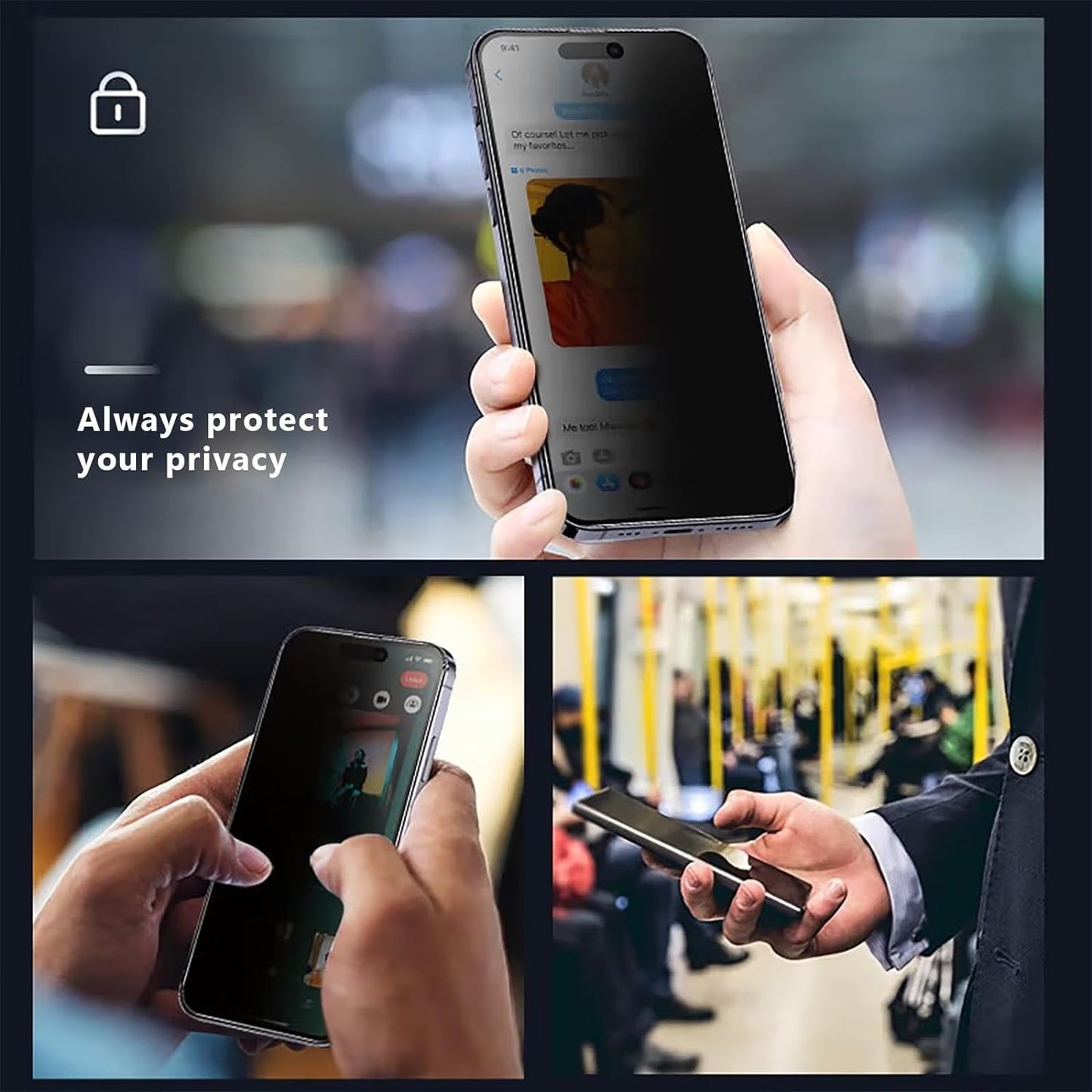 2 Pack Privacy Screen Protector , 3D Edge Anti-Peep Anti-Spy Curved Tempered Glass - NW2V38 2060-5