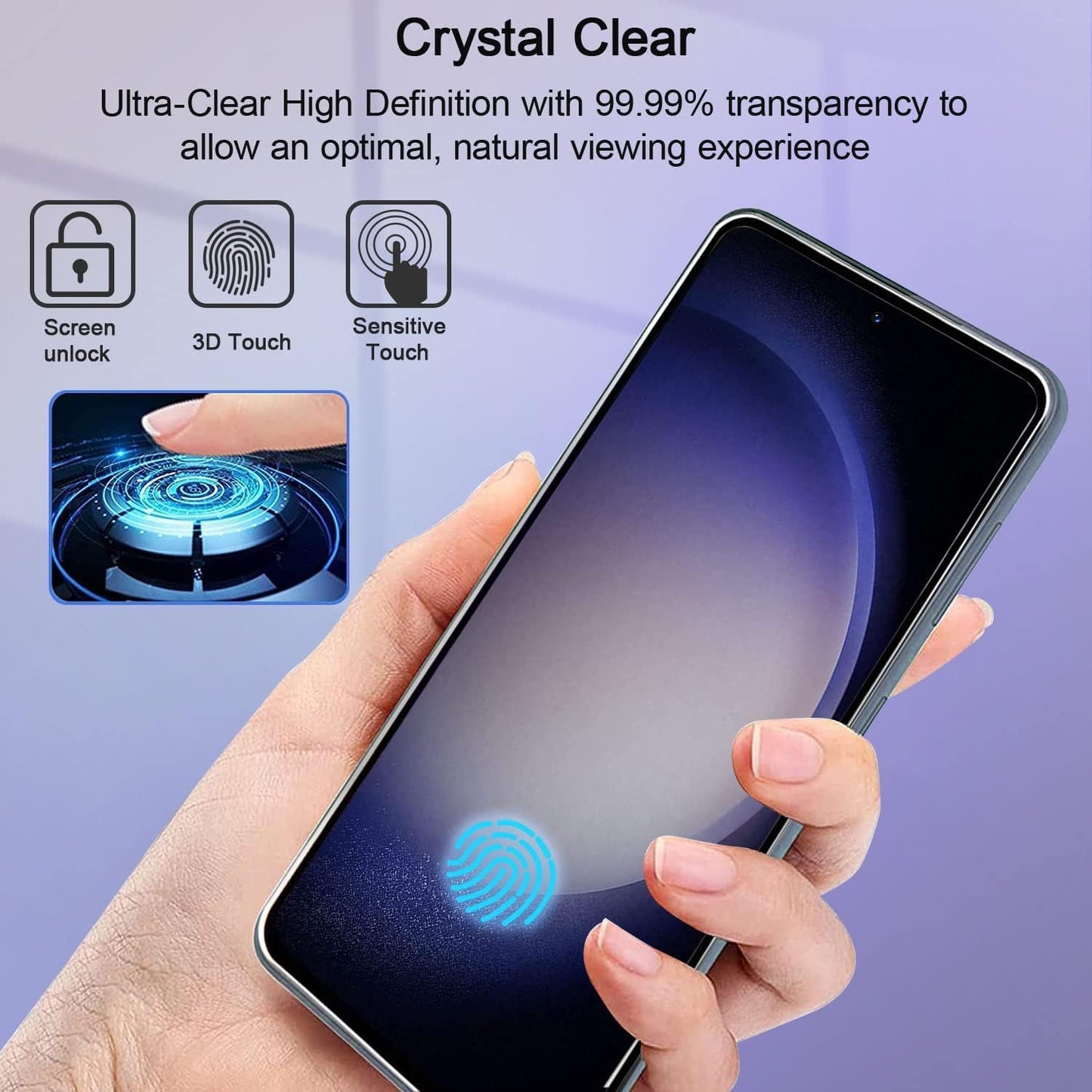 2 Pack Screen Protector, 9H Hardness (Fingerprint Unlock) Full Cover HD Clear Tempered Glass - NW2V92 2135-4