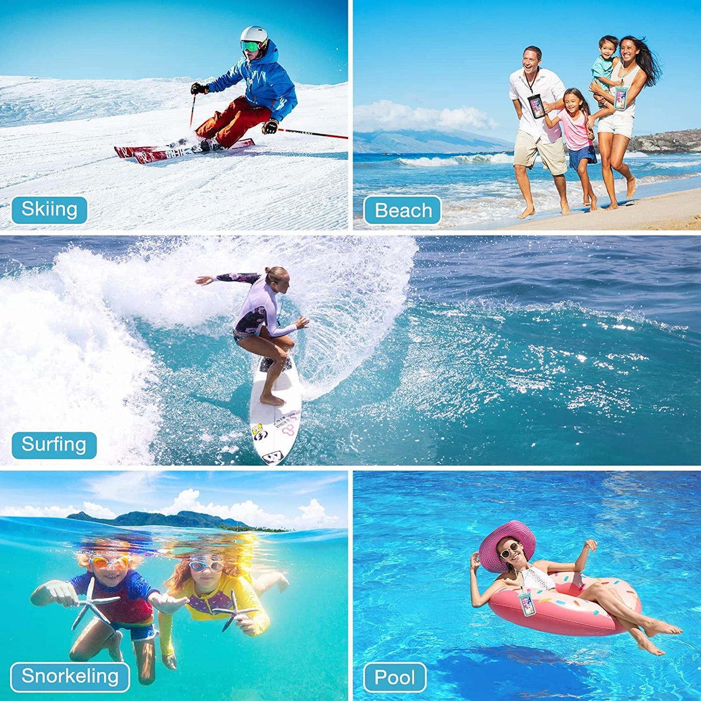 Waterproof Case , Touch Screen Floating Cover For Pool Sea Underwater Bag 2 Pieces - NWE47+A47 1988-4