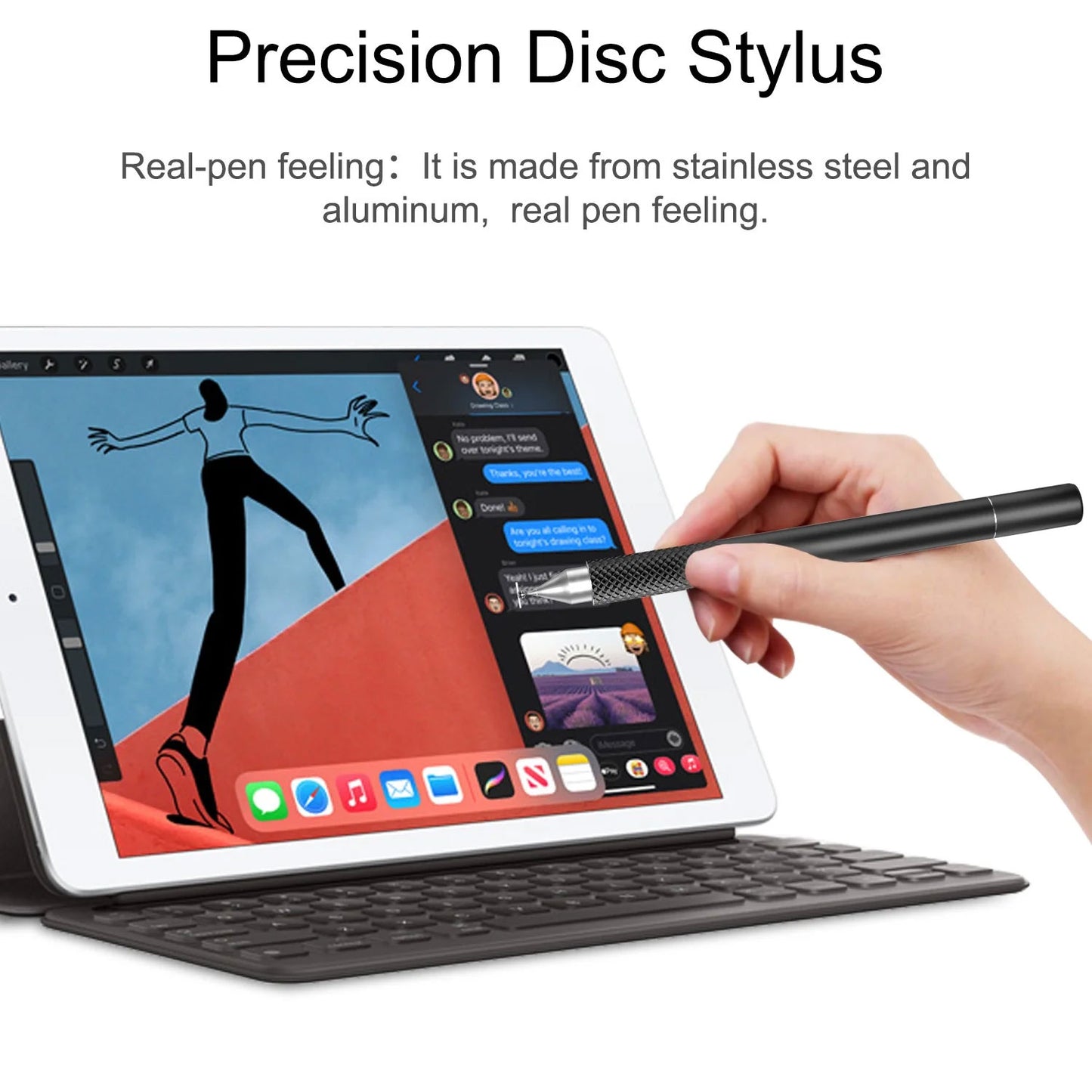Stylus, Black Color Lightweight Aluminum Fiber Tip Touch Screen Pen - NWP12 2195-4