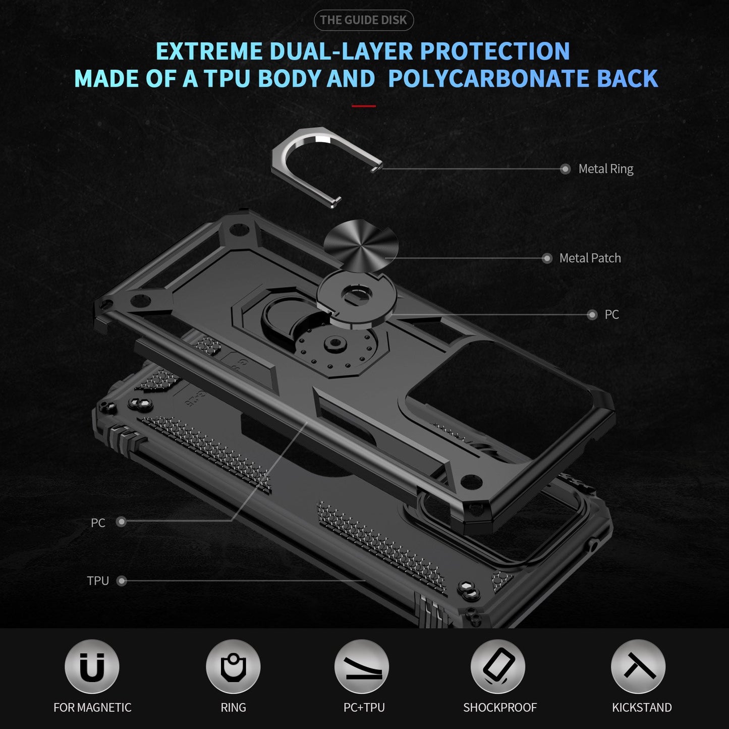 Case Belt Clip,  Armor Kickstand Cover Swivel Metal Ring Holster  - NWF25 2207-3