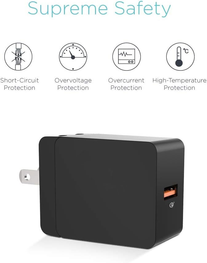 18W Fast Home Charger, QC3 Long Wire Wall AC Adapter Power Cord 6ft Long USB-C Cable - NWF92 2056-6