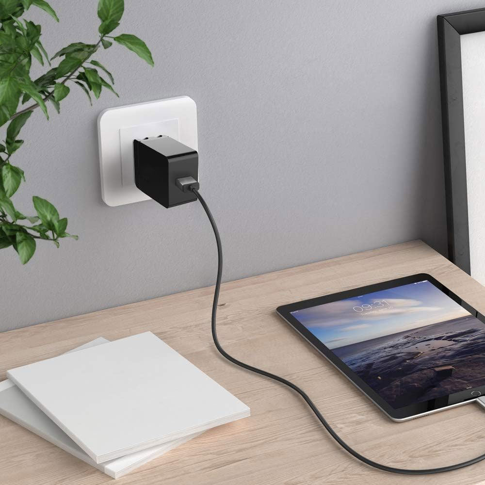 18W Fast Home Charger, QC3 Long Wire Wall AC Adapter Power Cord 6ft Long USB-C Cable - NWF92 2056-7