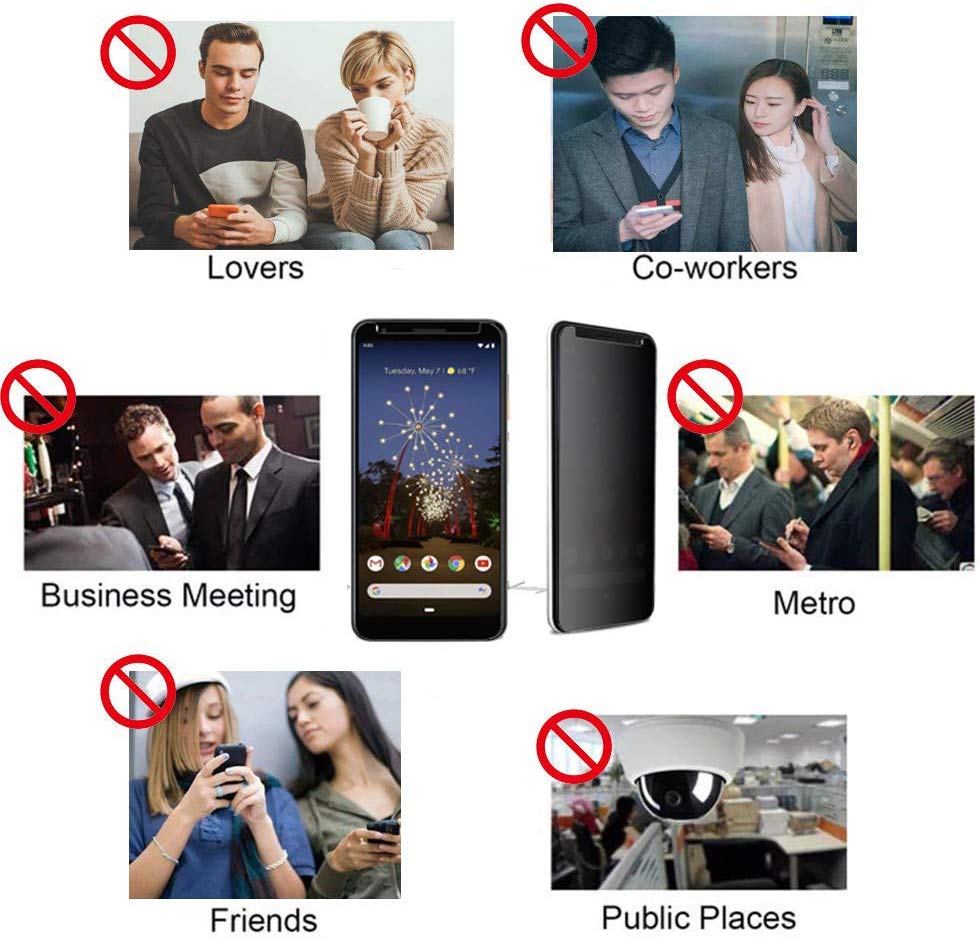 3 Pack Privacy Screen Protector , 3D Edge Anti-Spy Anti-Peep Full Cover Tempered Glass - NW3M29 2002-6