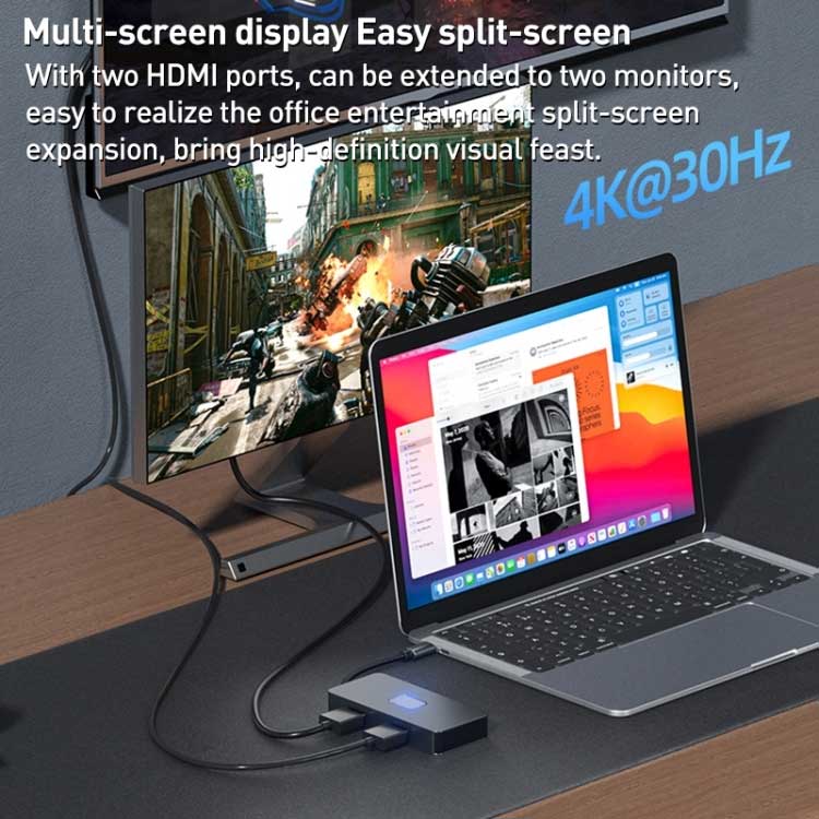 2 Port HDMI TV Adapter, Projector Converter Audio Video TYPE-C PD Charger 7-in-1 USB-C Hub - NWZ88 2212-5