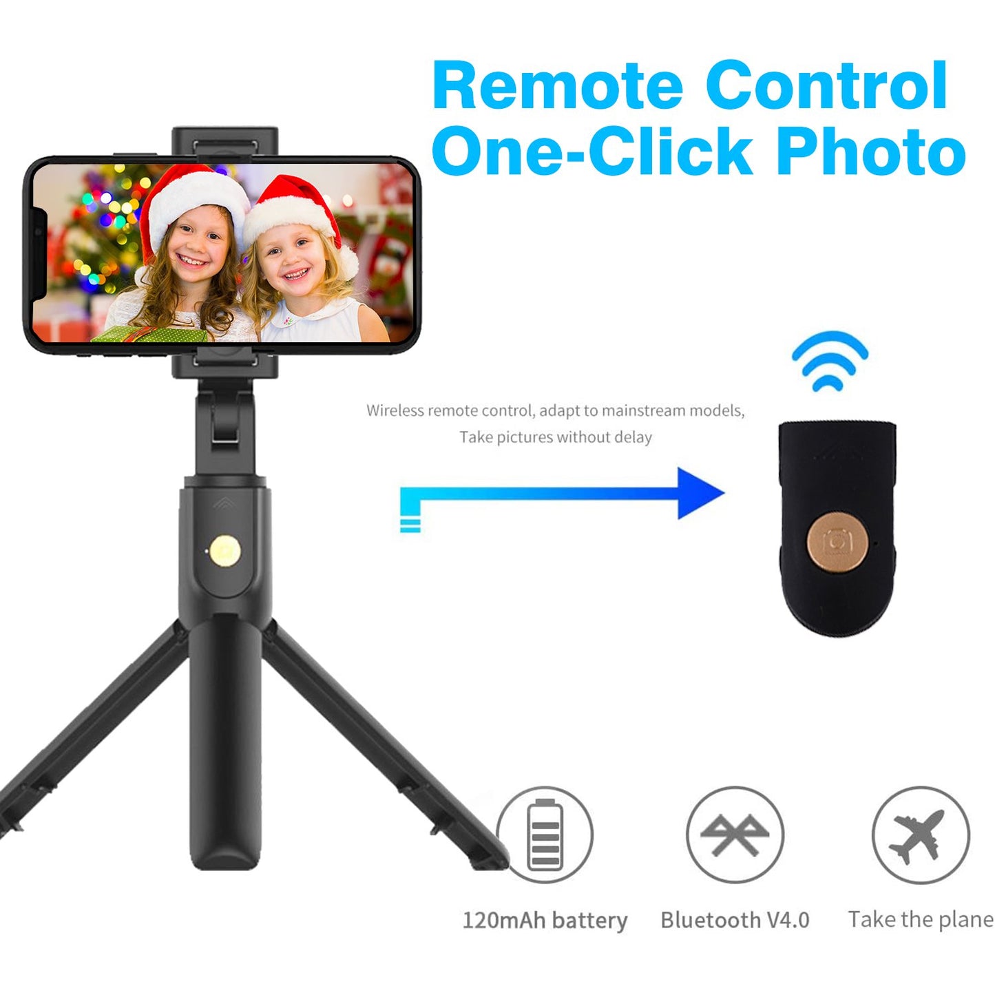 Selfie Stick , Self-Portrait Stand Remote Shutter Built-in Tripod Wireless - NWG32 1989-4