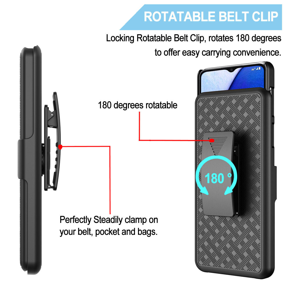 Case Belt Clip, Armor Kickstand Cover Swivel Holster - NWB57 2181-3