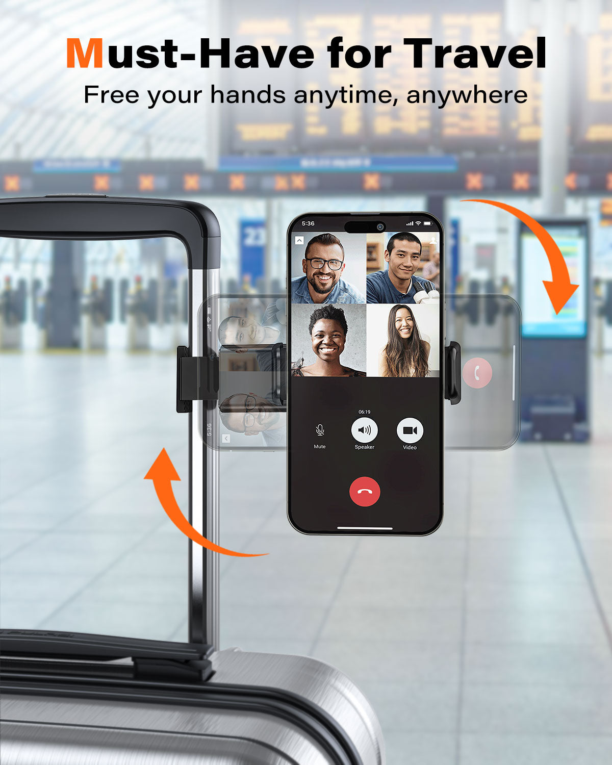 Travel Holder, Cradle 360 Degree Rotation Airplane Desktop Stand Phone Mount - NWV84 2123-4