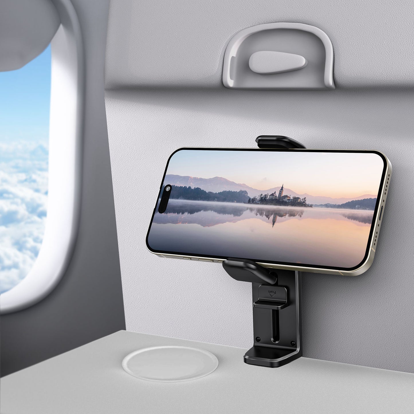 Travel Holder, Cradle 360 Degree Rotation Airplane Desktop Stand Phone Mount - NWV84 2123-6
