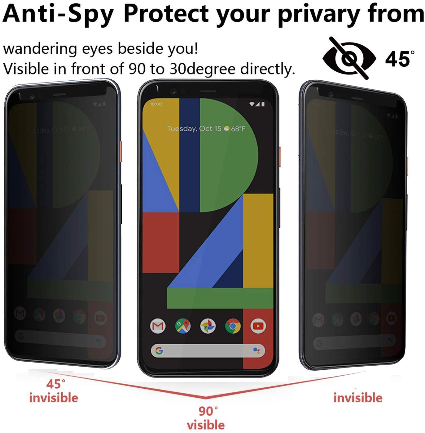 3 Pack Privacy Screen Protector , 3D Edge Anti-Spy Anti-Peep Full Cover Tempered Glass - NW3M29 2002-2
