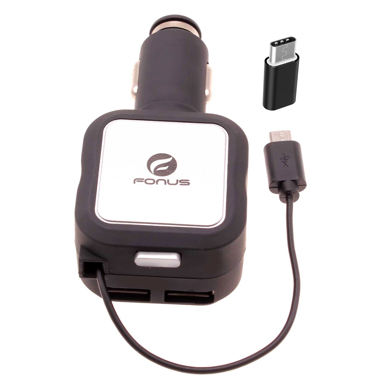 Retractable Car Charger , Power Adapter DC Socket USB-C Adapter 2-Port USB 4.8Amp - NWG50 2016-5