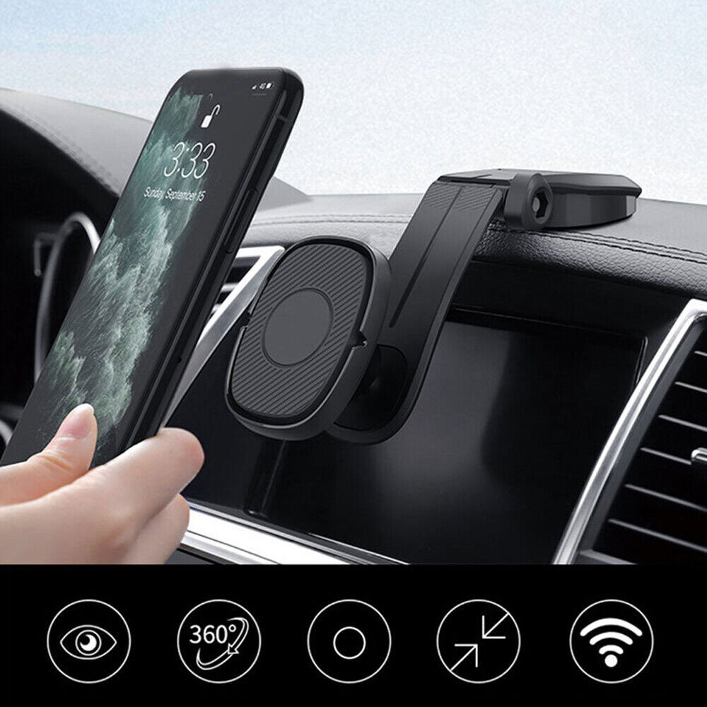 Car Mount, Strong Grip Dock Swivel Magnetic Cradle Dash Phone Holder - NWJ73 2186-2
