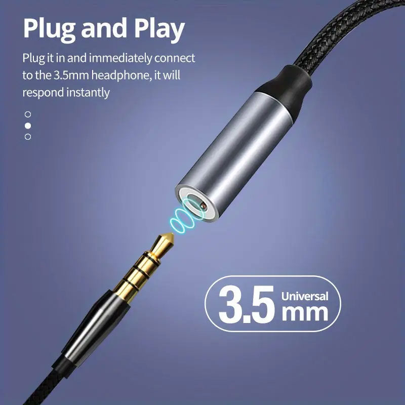 USB-C Earphone Adapter, Mic Support Adaptor 3.5mm Female to USB-C Male Port Converter Headphone Audio Jack - NWS92 2193-4