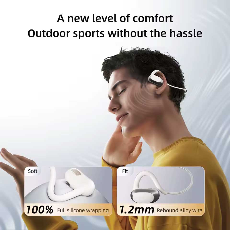 Bone Conduction Wireless Headphones, Hands-free Mic Hi-Fi Sound Earbuds Headset Neckband Open-Ear Sports Earphones - NWF21 2251-8