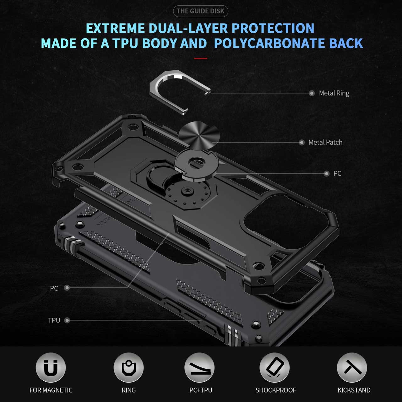 Case Belt Clip, Armor Kickstand Cover Swivel Metal Ring Holster - NWE17 2202-5