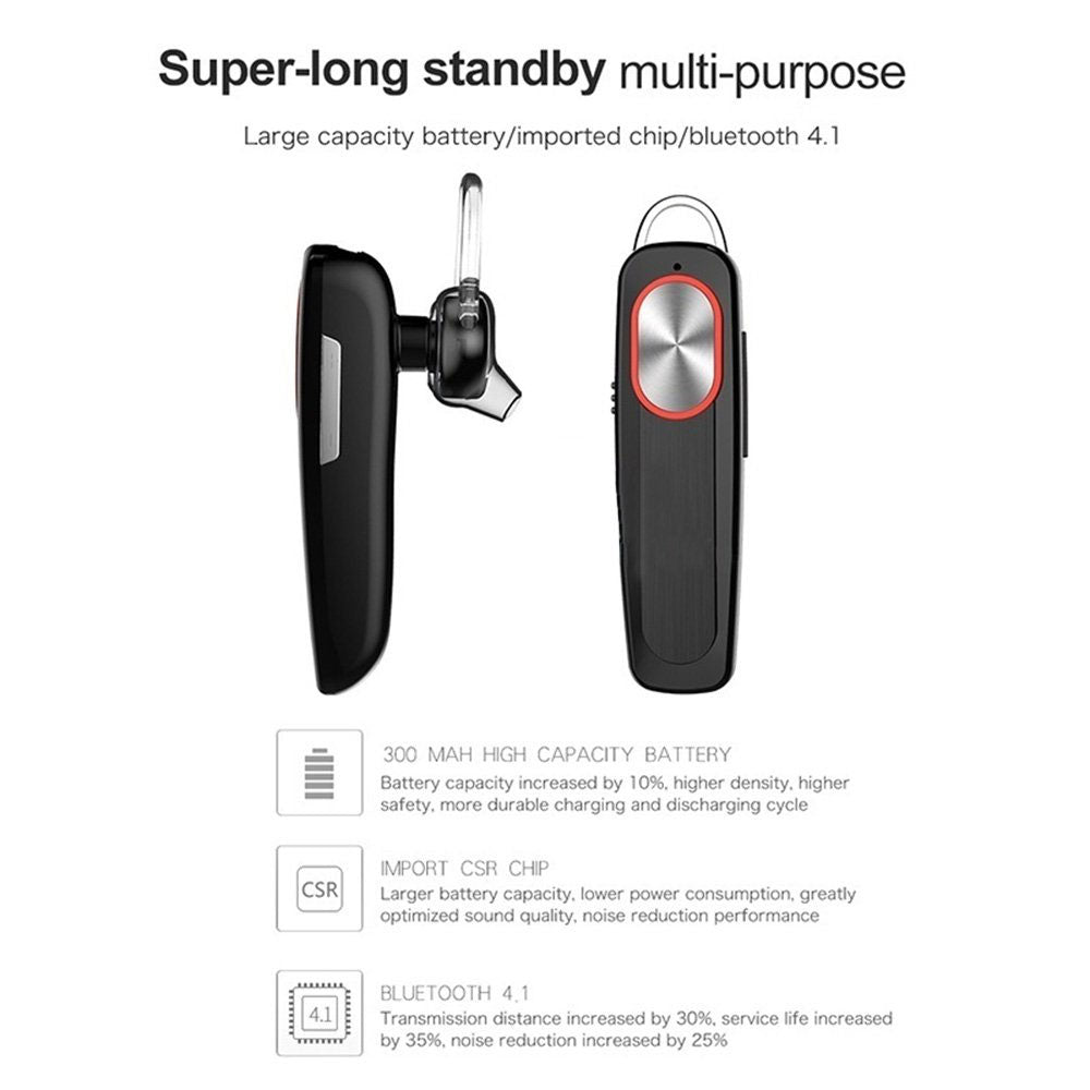 Wireless Earphone, Headset Single Headphone Handsfree Mic Mono Earbud - NWY84