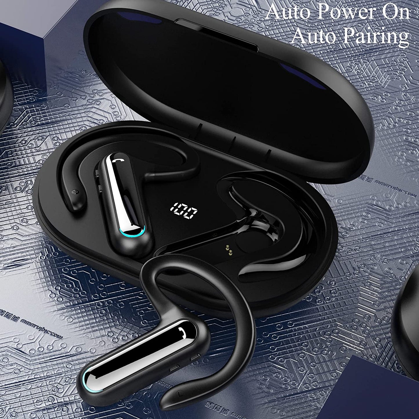 Ear-hook TWS Earphones, Charging Case True Stereo Ear hook Headphones Bluetooth Earbuds Wireless - NWZ19