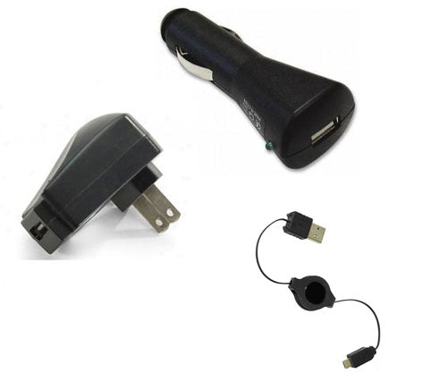 Car Home Charger, Adapter Power MicroUSB Retractable USB Cable - NWB84